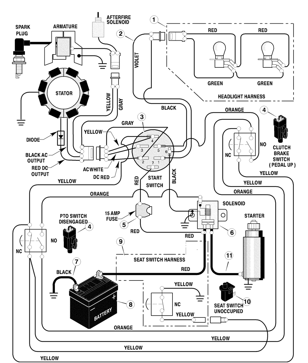 Electrical System Diagram and Parts List for 425604X99A 2004 Briggs and Stratton Lawn Tractor